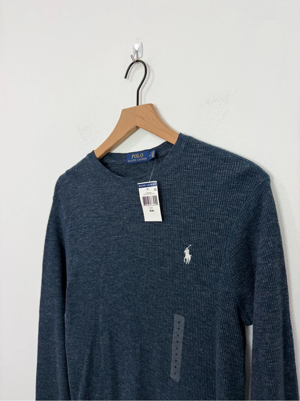 Polo Ralph Lauren Waffle Knit Cotton Crewneck Long Sleeve Top Size Medium